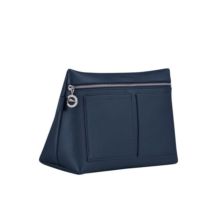 Trousses De Toilette Longchamp Cuir Bleu Marine | 31720-POXW