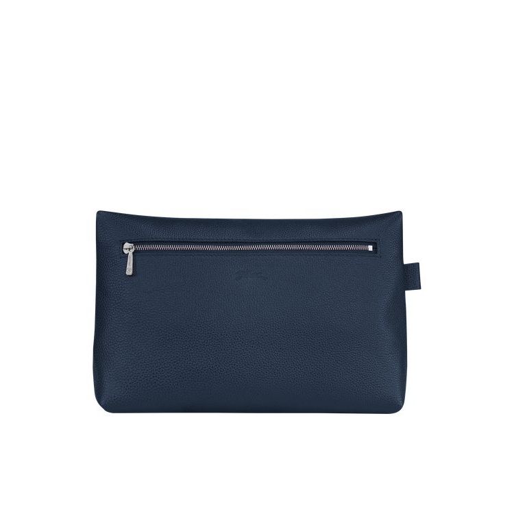 Trousses De Toilette Longchamp Cuir Bleu Marine | 31720-POXW