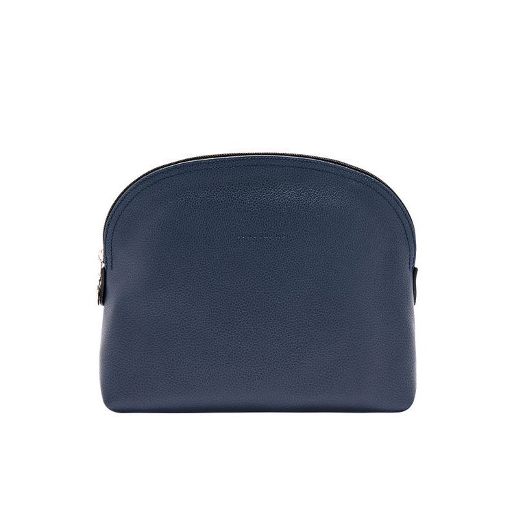 Trousses De Toilette Longchamp Cuir Bleu Marine | 69728-ERYF