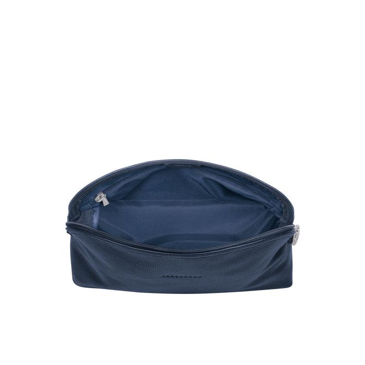 Trousses De Toilette Longchamp Cuir Bleu Marine | 82379-MKZR