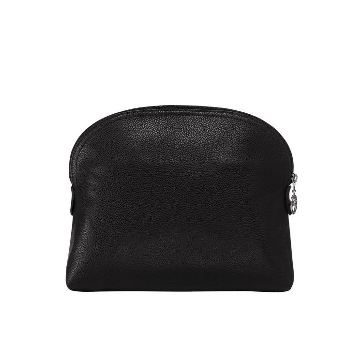 Trousses De Toilette Longchamp Cuir Noir | 13498-PGXE