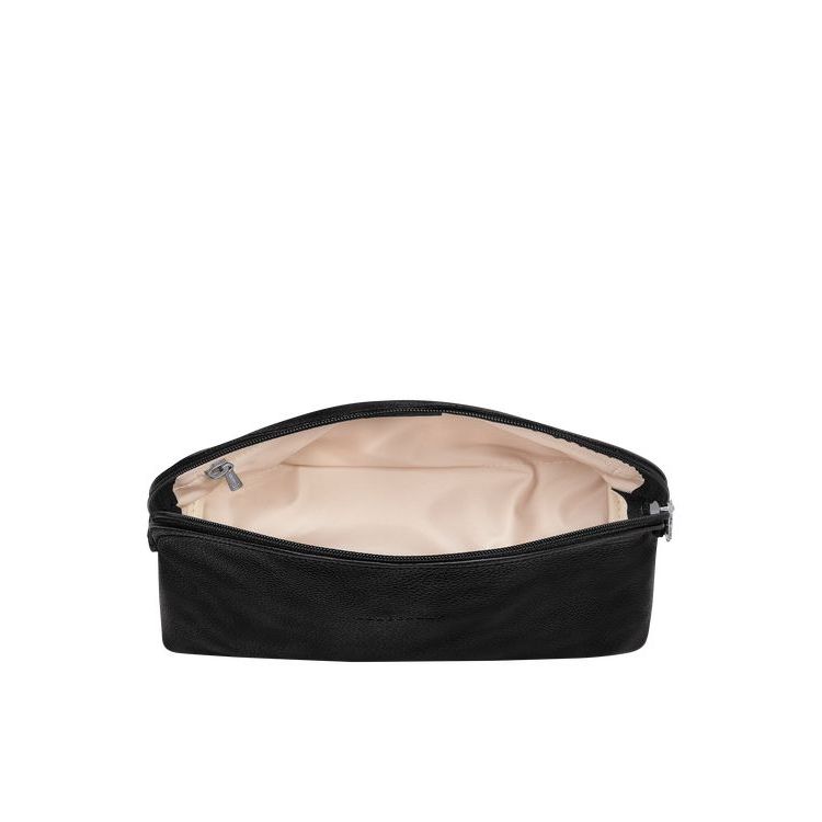 Trousses De Toilette Longchamp Cuir Noir | 13498-PGXE