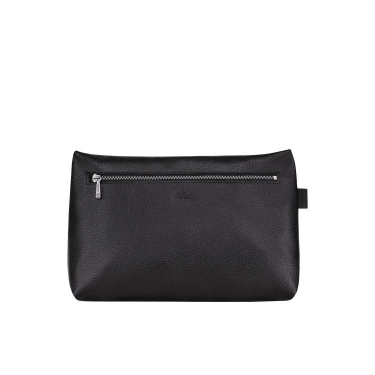 Trousses De Toilette Longchamp Cuir Noir | 14896-BKNE