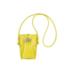 Coque Longchamp With Dentelle Cuir Citron | 94306-CVYL