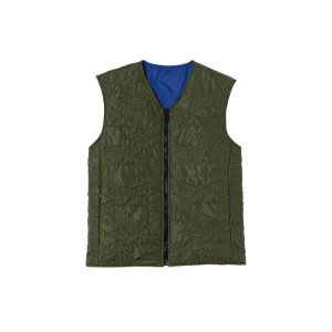 Manteaux Longchamp Reversible Vest Other Kaki Bleu | 03862-PWIQ