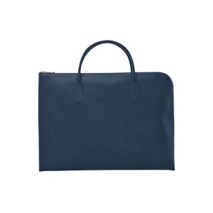 New Longchamp Briefcase S Cuir Bleu Marine | 09843-SYLK