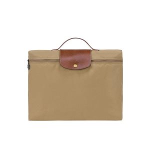 New Longchamp Briefcase S Desert Recycled canvas Kaki | 48756-QJRF