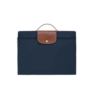 New Longchamp Briefcase S Recycled canvas Bleu Marine | 36872-QGVB