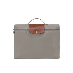 New Longchamp Briefcase S Turtledove Recycled canvas Grise | 05794-SKJE