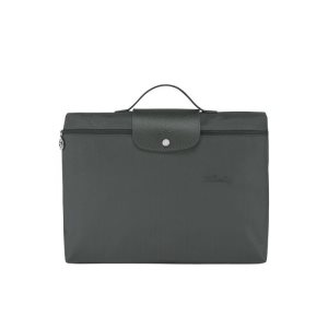 New Longchamp Folder Recycled canvas Grise Foncé | 74023-XFID