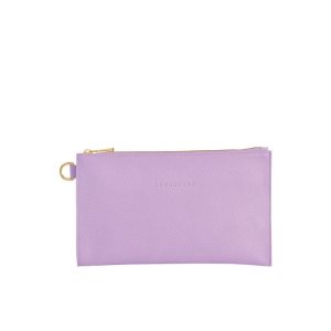 Pochettes Longchamp Pouch Cuir Violette | 98462-DJHI