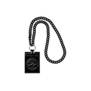 Porte-Cartes Longchamp Card With Necklace Cuir Noir | 27036-CDFT