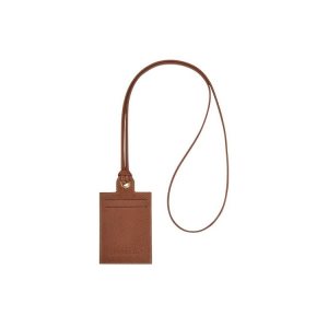 Porte-Cartes Longchamp Card With Necklace Cuir Marron | 50491-EKJR