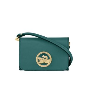 Porte-Cartes Longchamp With Cuir Grise Vert | 98741-GWOK