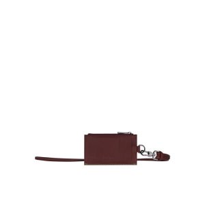 Porte-Cartes Longchamp With Necklace Cuir Rouge | 36729-RPYM