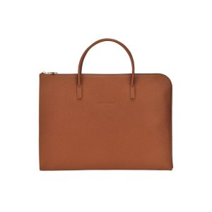 Porte-Documents Longchamp Briefcase S Caramel Cuir Marron | 81695-FIDR