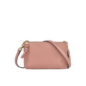 Portefeuille Zippé Longchamp Pouch Cuir Rose | 62784-NVWF