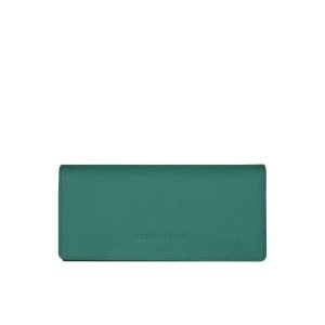 Portefeuilles Longchamp Long Continental Cuir Grise Vert | 05293-SHIC