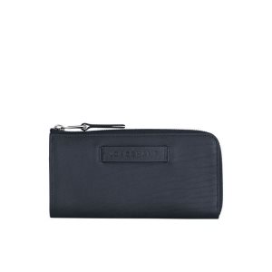 Portefeuilles Longchamp Long With Zip Around Cuir Bleu | 16459-SZYH