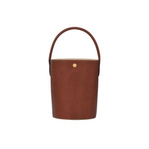 Sac À Main Longchamp Bucket Cuir Marron | 74620-NACP