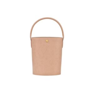 Sac À Main Longchamp Bucket Flowers Cuir Rose Clair | 15702-JFEX