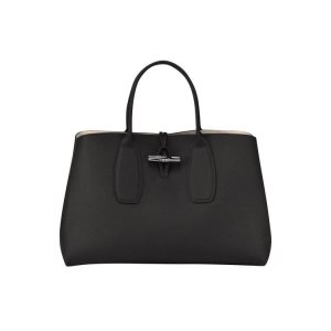 Sac À Main Longchamp L Cuir Noir | 38274-JKTQ