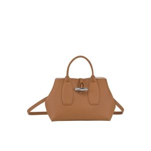 Sac À Main Longchamp M Cuir Beige | 94138-FKLB