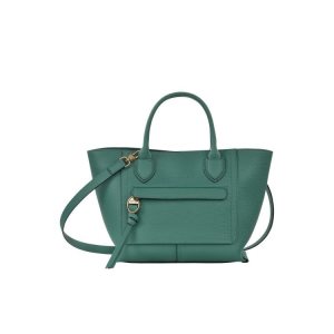 Sac À Main Longchamp M Cuir Grise Vert | 29635-FYWP