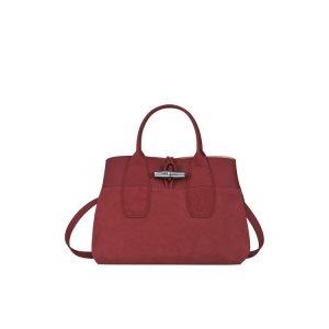 Sac À Main Longchamp M Cuir Rouge | 05187-JUTI