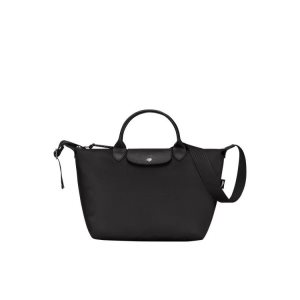 Sac À Main Longchamp M Recycled canvas Noir | 56927-NEYK