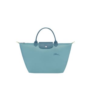 Sac À Main Longchamp M Thunderstorm Recycled canvas Bleu | 50427-YJVR