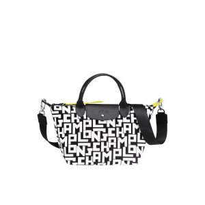 Sac À Main Longchamp S Tela Noir Blanche | 04368-XHDP