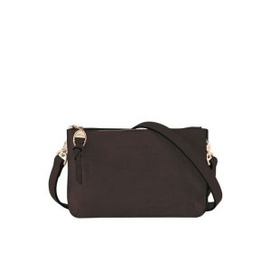 Sacs Crossbody Longchamp Pouch Ebony Cuir Cafe | 06814-RKFJ