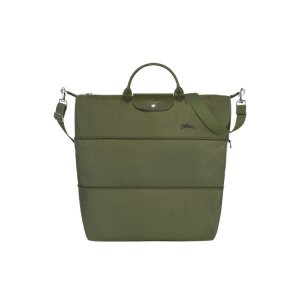 Sacs De Voyage Longchamp Expandable Forest Recycled canvas Vert | 02687-MZXT