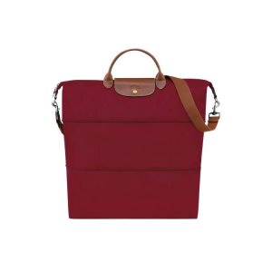 Sacs De Voyage Longchamp Expandable Recycled canvas Rouge | 05827-DWJI