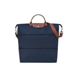 Sacs De Voyage Longchamp Expandable Recycled canvas Bleu Marine | 64578-PEFK