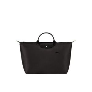 Sacs De Voyage Longchamp L Recycled canvas Noir | 03216-RDCQ