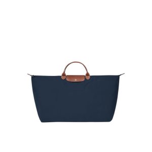 Sacs De Voyage Longchamp Xl Recycled canvas Bleu Marine | 57632-FSDJ