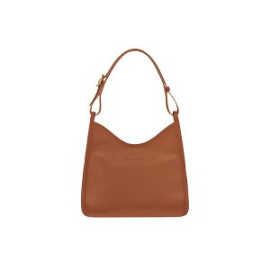 Sacs À Bandoulière Longchamp Caramel Cuir Marron | 15048-VJOR