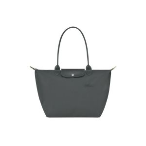 Sacs À Bandoulière Longchamp L Recycled canvas Grise Foncé | 07953-AMHJ