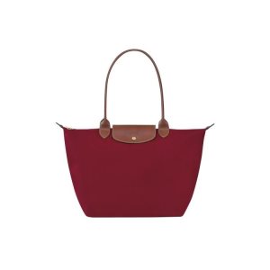 Sacs À Bandoulière Longchamp L Recycled canvas Rouge | 10957-HBOR