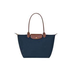 Sacs À Bandoulière Longchamp L Recycled canvas Bleu Marine | 89632-VSGC