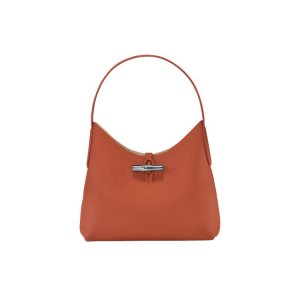 Sacs À Bandoulière Longchamp M Cuir Rouge Foncé | 31058-LBEF