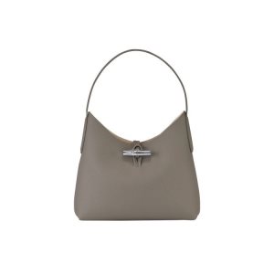 Sacs À Bandoulière Longchamp M Turtledove Cuir Grise | 38601-KVQM