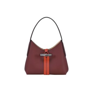 Sacs À Bandoulière Longchamp Xs Cuir Bordeaux Orange | 80154-IGPJ