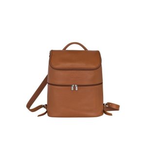 Sacs À Dos Longchamp Caramel Cuir Marron | 13269-ZOCQ