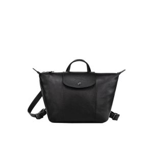 Sacs À Dos Longchamp Cuir Noir | 41620-TYOK