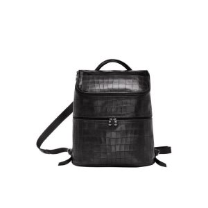 Sacs À Dos Longchamp Cuir Noir | 70932-UXKV